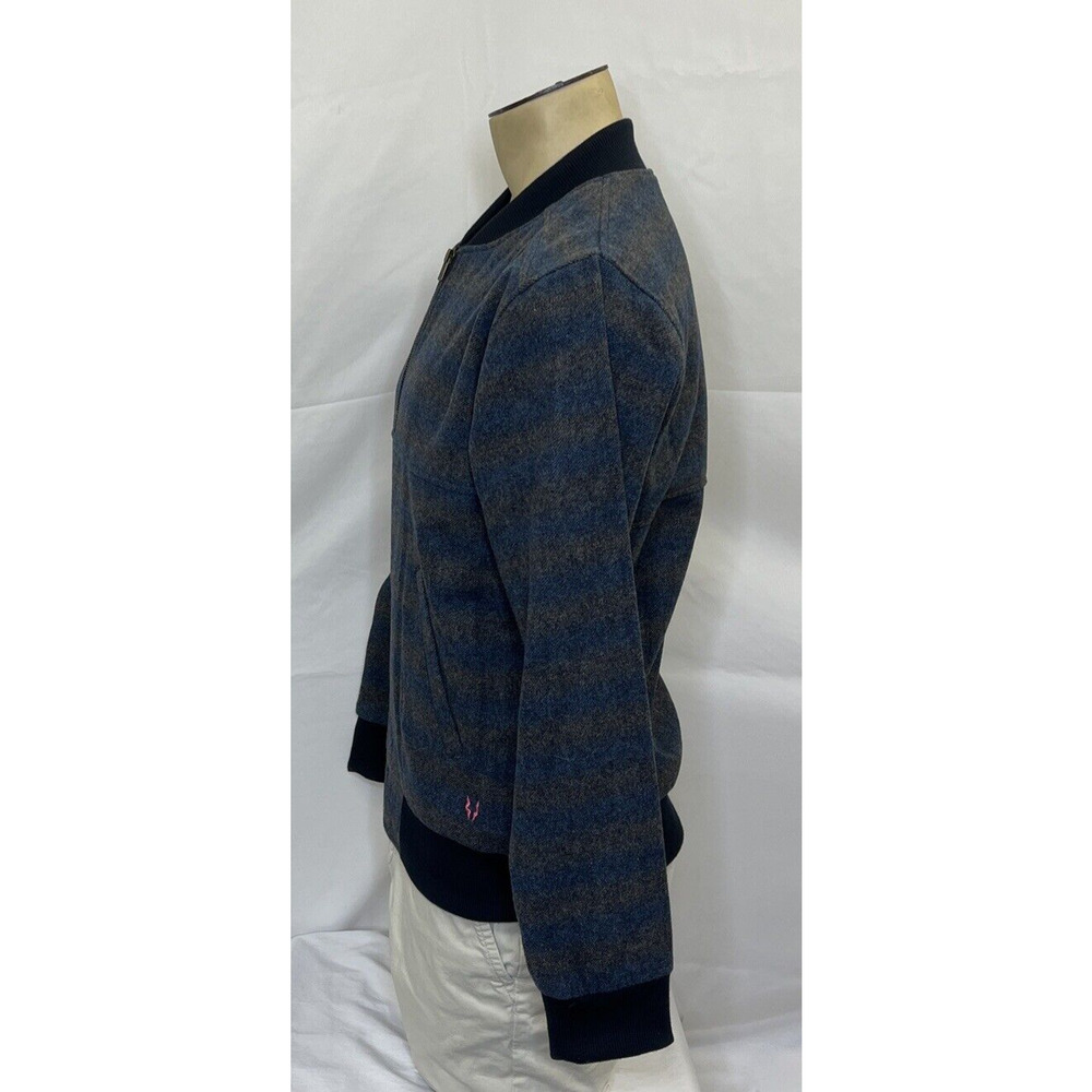 Impatient Wolves Bomber Jacket Wool Blend Polyester Lined Blue Men Size Medium - Picture 2 of 16